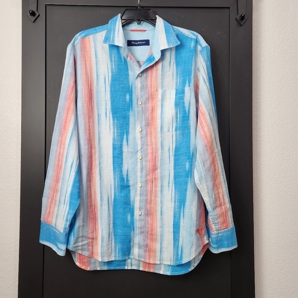 Tommy Bahama Linen Blend Soleil Shirt Long Sleeve Marlin Logo, Size M - Picture 2 of 7